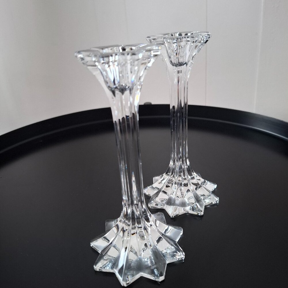 Set of two Riedel rare crystal candle holders